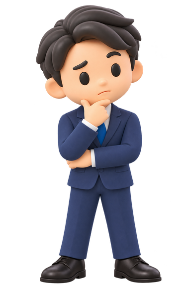 営業マンのイラスト「考える」