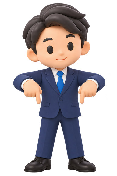 営業マンのイラスト「下を指差す」