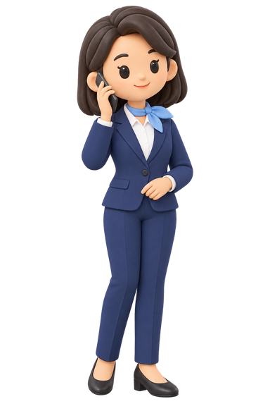 女性営業担当のイラスト「電話対応」