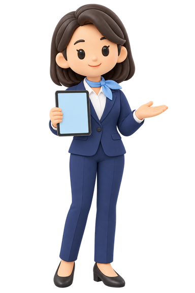 女性営業担当のイラスト「タブレット紹介」