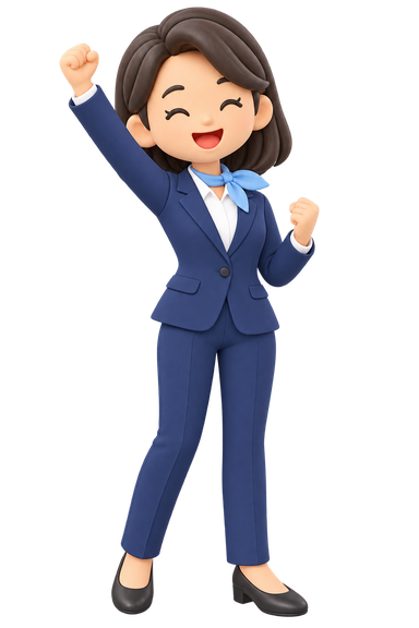 女性営業担当のイラスト「ガッツポーズ」