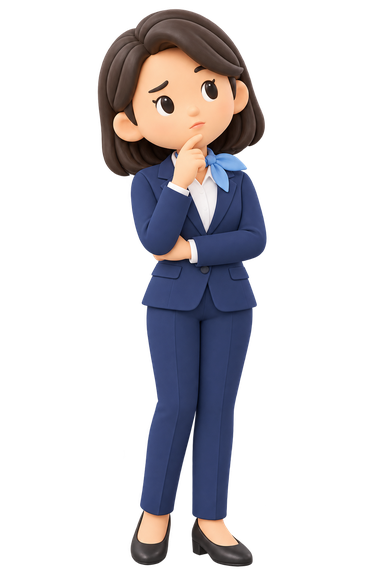 女性営業担当のイラスト「考える」
