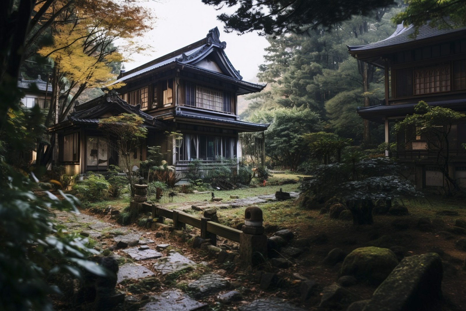 日本の家、山奥にある家、昔の家、江戸時代、郊外、田舎、自然、暗い、建物、自然がある、住宅、幽霊、心霊スポット、都市伝説、フリー素材、Japanese house, house deep in the mountains, old house, Edo period, suburb, countryside, nature, dark, building, nature, house, free material