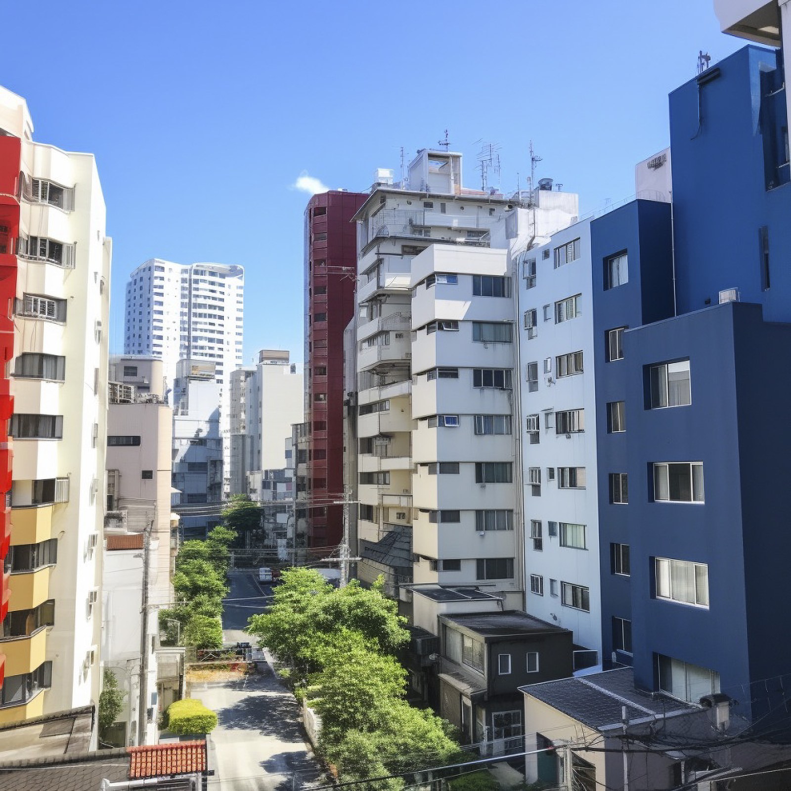 オフィス、日本、東京、タワーマンション、都会、マンション、建物、明るい、晴れ、整備された道、フリー素材、office, Japan, Tokyo, tower apartment, city, apartment, building, bright, sunny, well-maintained road, free material