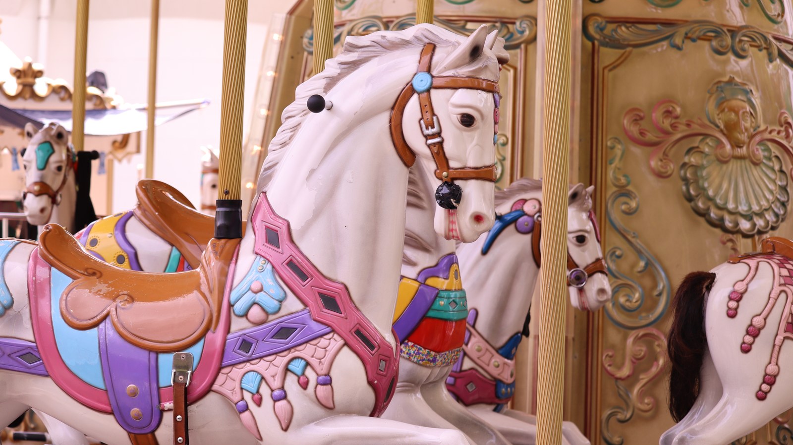 遊園地、メリーゴーランド、馬、乗り物、公園、写真フリー素材Amusement parks, merry-go-rounds, horses, rides, parks,