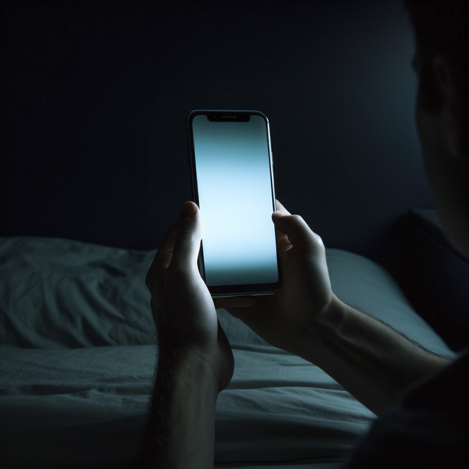 寝室、ベッド、布団、夜、寝る前、睡眠不足、眠れない、スマートフォン、携帯電話、手、最新、デジタル、家電、機械、フリー素材、Bedroom, bed, futon, night, before going to bed, lack of sleep, unable to sleep, smartphone, mobile phone, hand, latest, digital, home appliance, machine, free material,