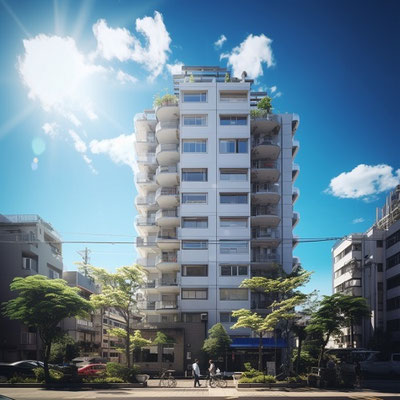 太陽が当たるマンション