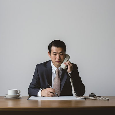 会社で電話するサラリーマン