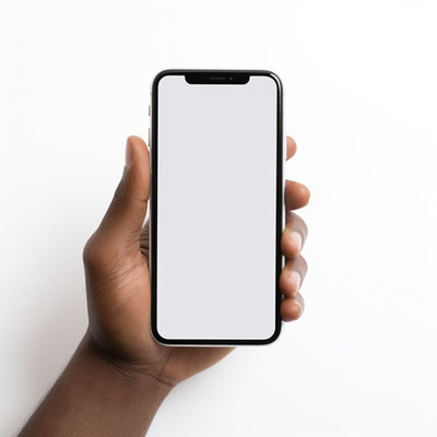 片手でスマートフォンを持つ