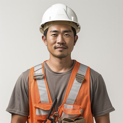 作業着を着ている男性