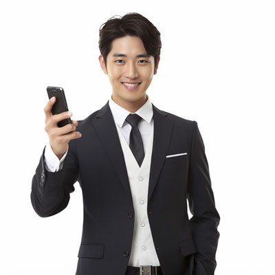 スマートフォンを持つ若いサラリーマン