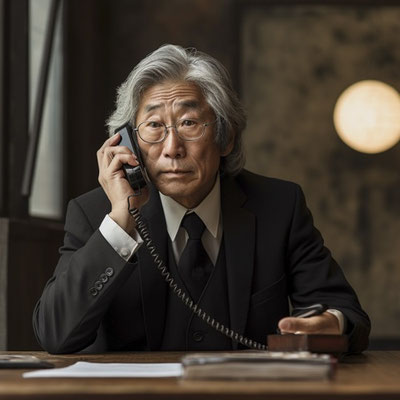 会社で電話するサラリーマン