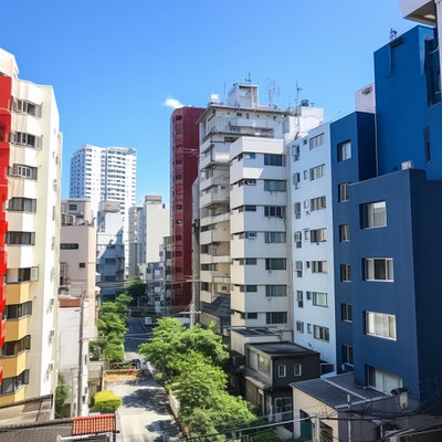 少し前に建てられた都会のビル群