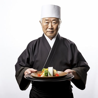 料理を持つ料理人(老人)