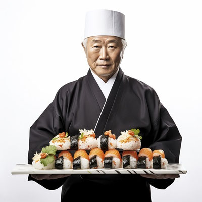 料理を持つ料理人(老人)