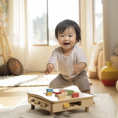 室内で遊ぶ幼児