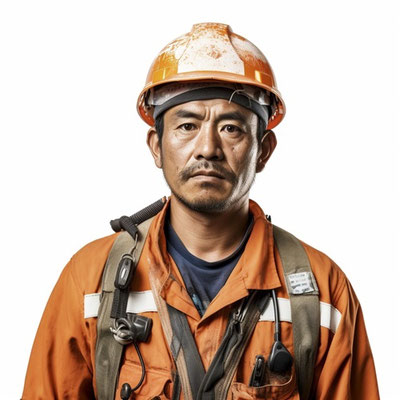 作業着を着ている男性