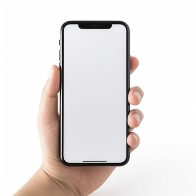 片手でスマートフォンを持つ