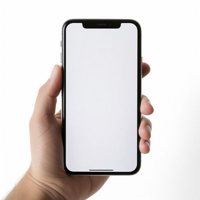 片手でスマートフォンを持つ