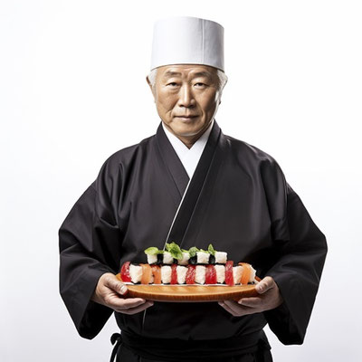 料理を持つ料理人(老人)