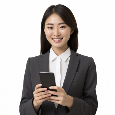 スマートフォンを持つOL